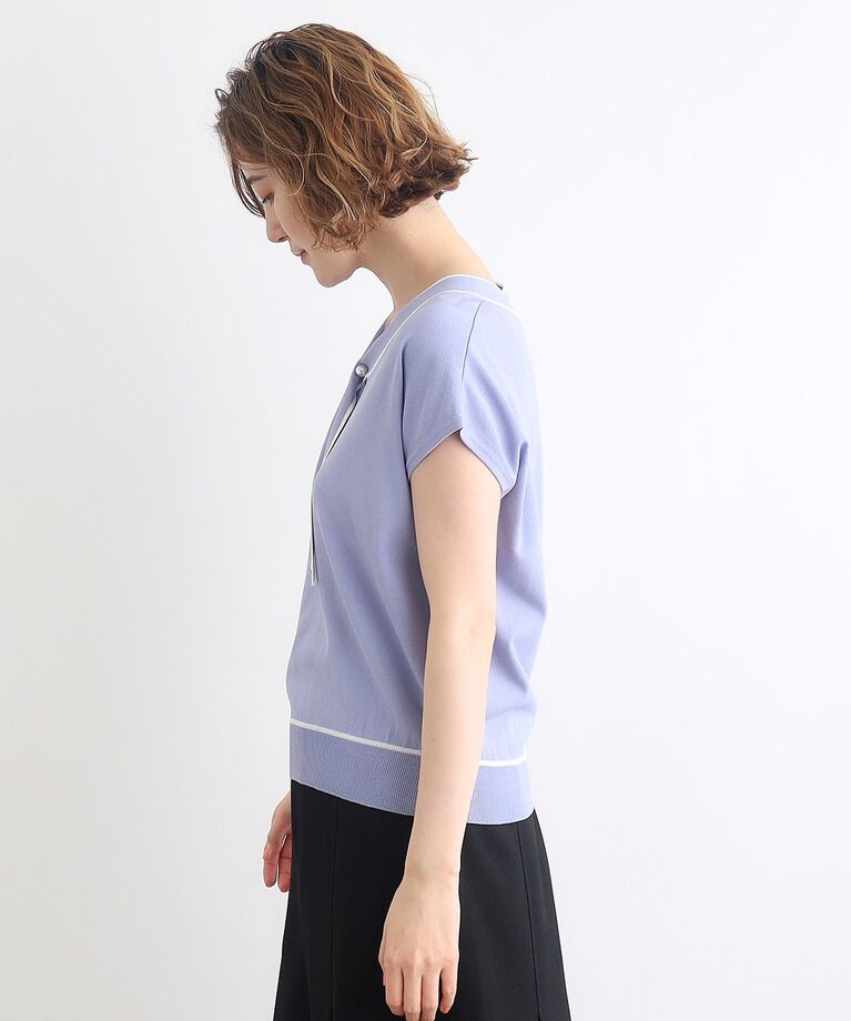 grove「【接触冷感／UV／抗ピル】取り外しパール調ピン付きボウタイニット」|ニット・セーター|