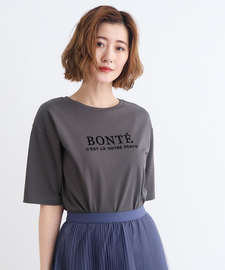 grove「＜接触冷感・UVカット・ご自宅で洗える＞ロゴプリント5分袖Tシャツ」|Tシャツ・カットソー|