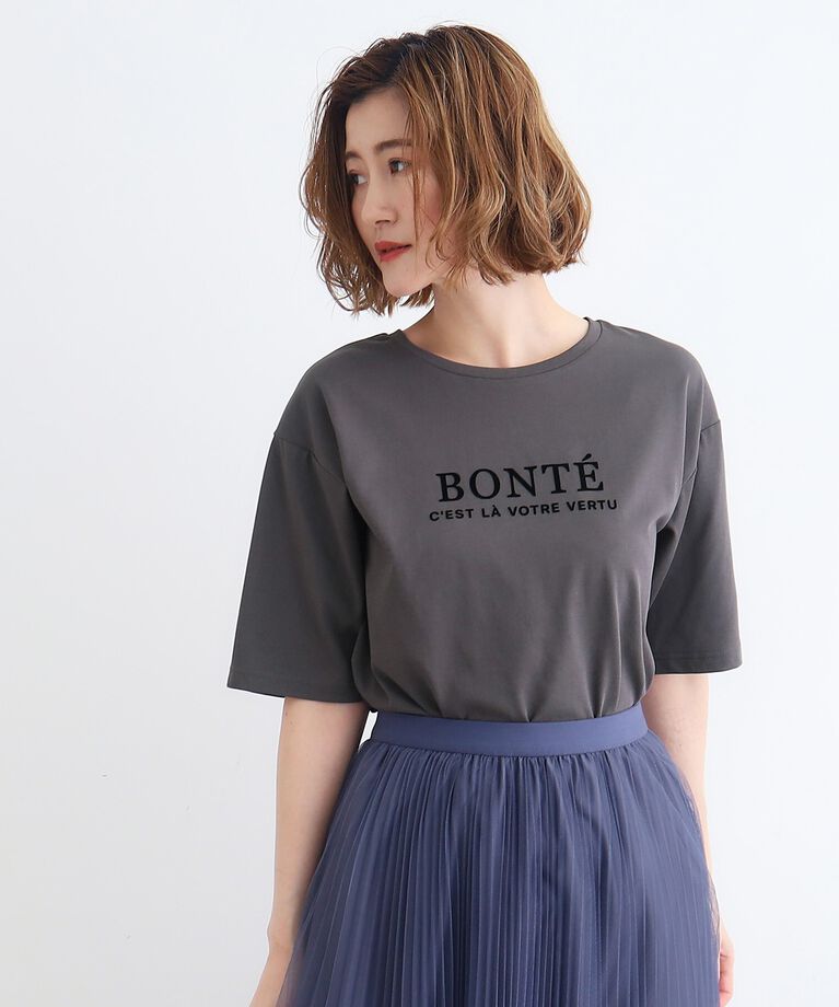 grove「＜接触冷感・UVカット・ご自宅で洗える＞ロゴプリント5分袖Tシャツ」|Tシャツ・カットソー|