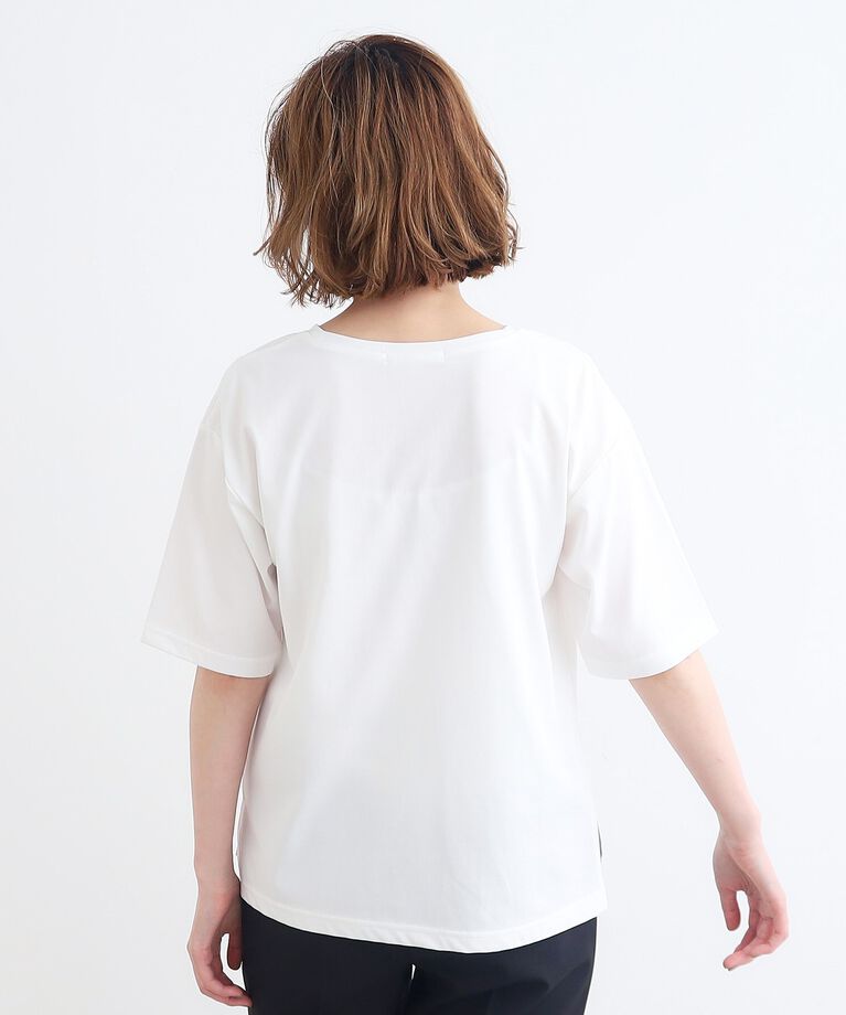 grove「＜接触冷感・UVカット・ご自宅で洗える＞ロゴプリント5分袖Tシャツ」|Tシャツ・カットソー|