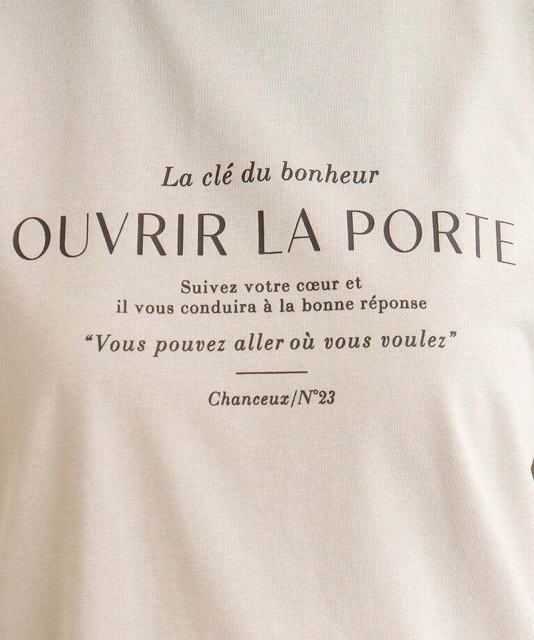 grove「＜接触冷感・UVカット・ご自宅で洗える＞ロゴプリント5分袖Tシャツ」|Tシャツ・カットソー|