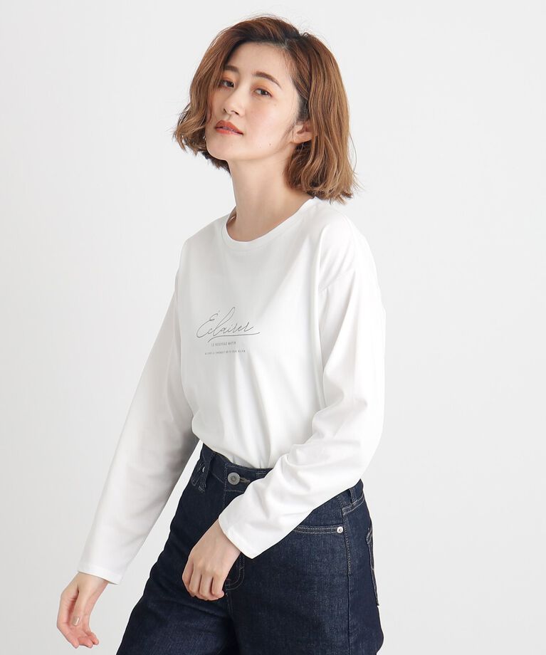 grove「【雑誌掲載】＜UVカット＞ロゴアソートロンT」|Tシャツ・カットソー|ｵﾌﾎﾜｲﾄ(003)