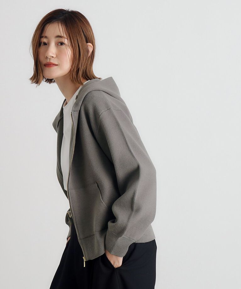 grove「ニットジャカードジップフードパーカー」|パーカー|