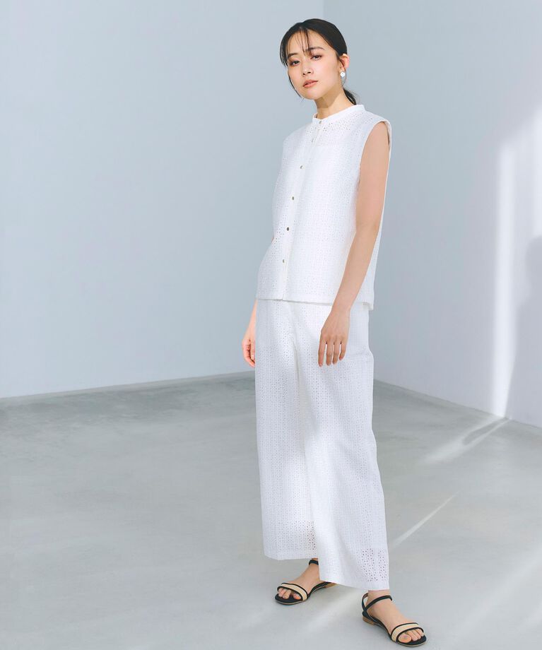 grove「【レースの透け感が軽やか】エンブロイダリーレースワイドパンツ」|その他|