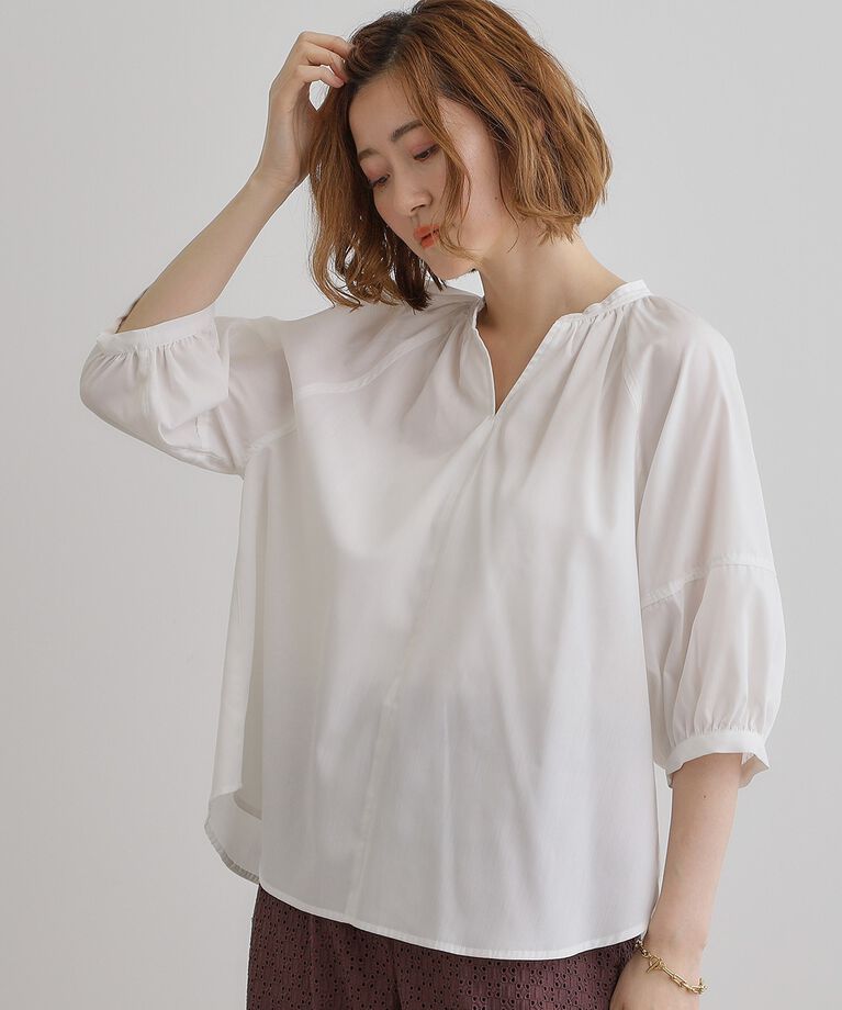 grove「【夏に嬉しい機能付き】ランタンスリーブシャツブラウス」|シャツ・ブラウス|