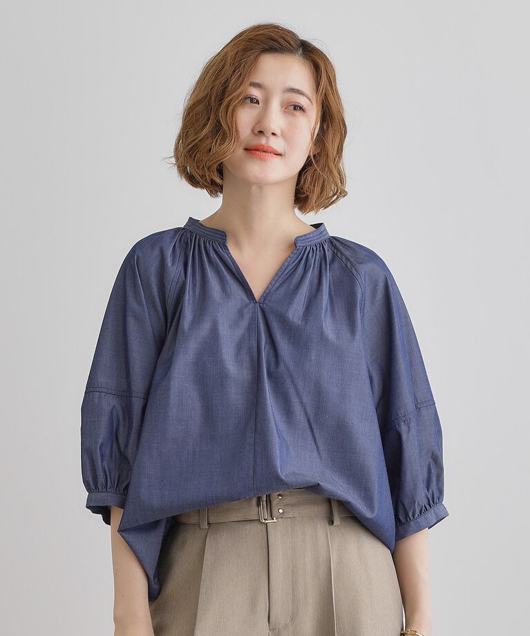 grove「【夏に嬉しい機能付き】ランタンスリーブシャツブラウス」|シャツ・ブラウス|
