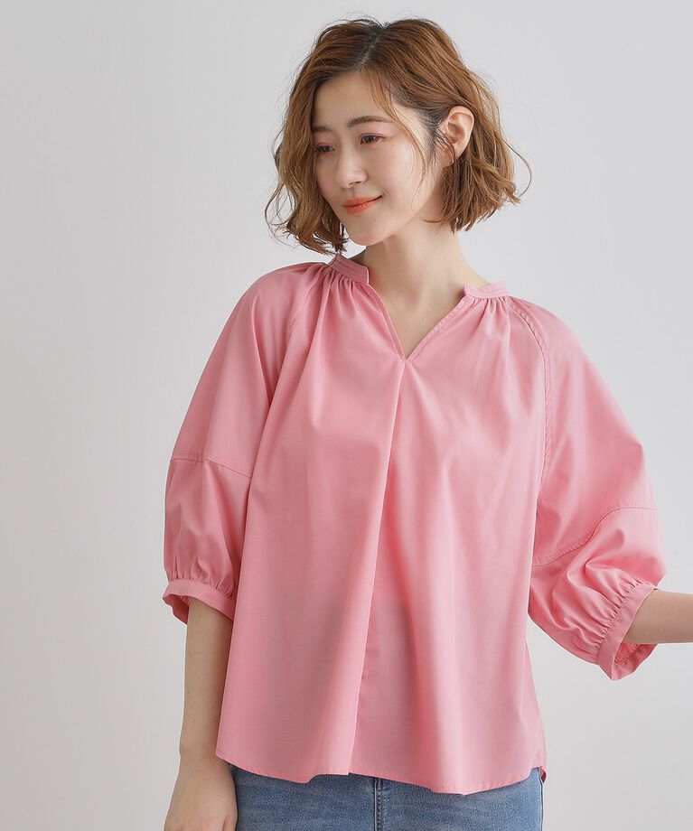 grove「【夏に嬉しい機能付き】ランタンスリーブシャツブラウス」|シャツ・ブラウス|