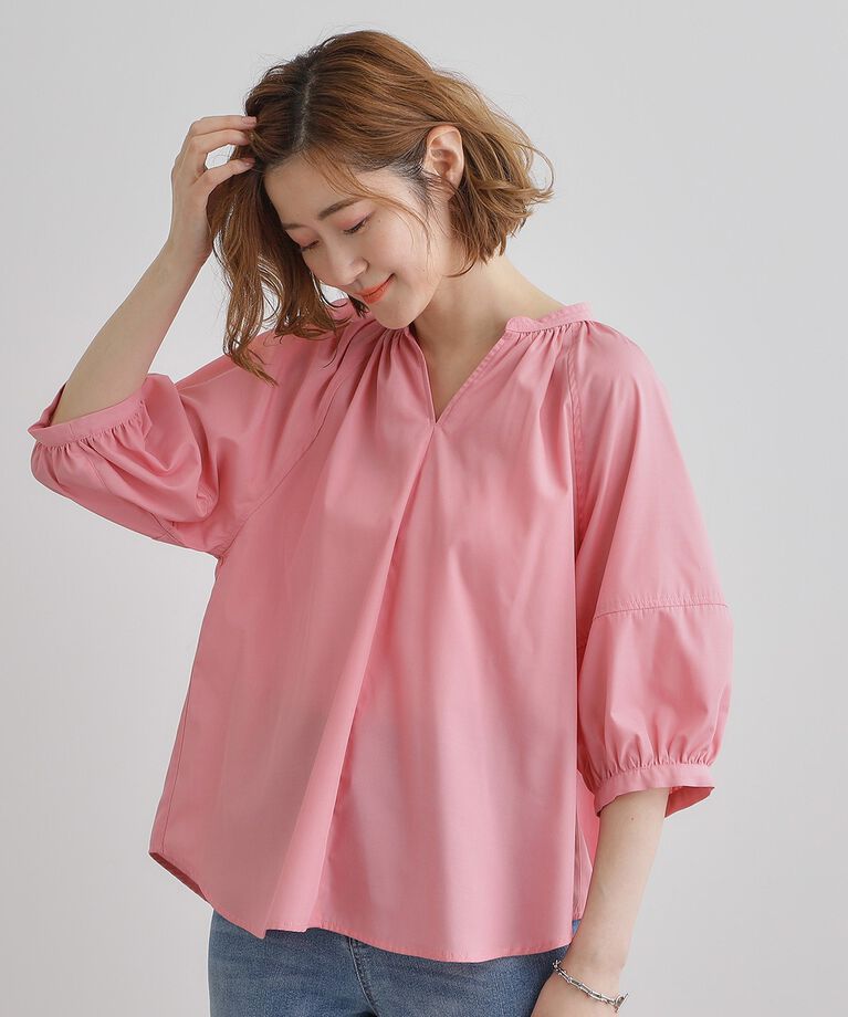 grove「【夏に嬉しい機能付き】ランタンスリーブシャツブラウス」|シャツ・ブラウス|