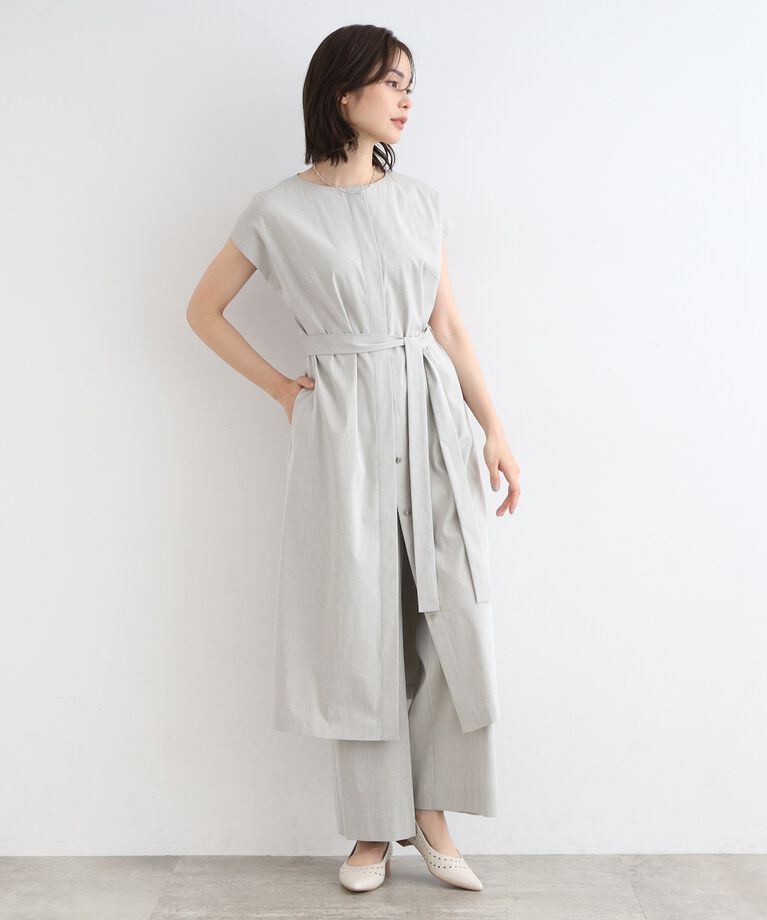 INDIVI「【UVケア／接触冷感／SETUP可能】麻混ストレッチ ワイドパンツ」|その他|