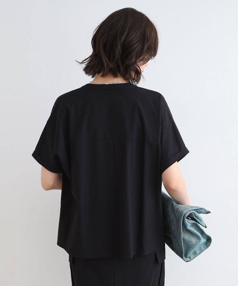 INDIVI「【UVケア／接触冷感／SETUP可能】麻混ストレッチ タックブラウス」|シャツ・ブラウス|
