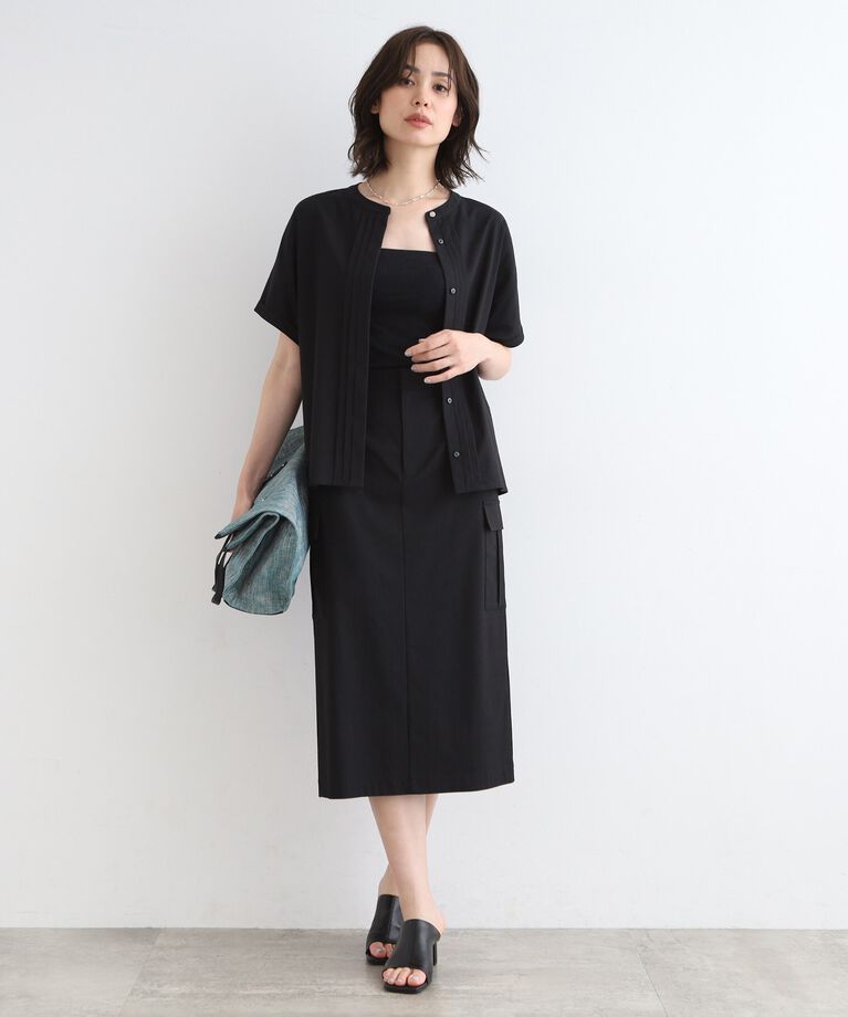 INDIVI「【UVケア／接触冷感／SETUP可能】麻混ストレッチ タックブラウス」|シャツ・ブラウス|