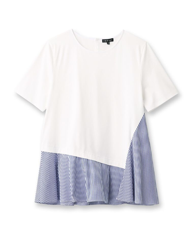 INDIVI「【洗える／ストライプ柄】レイヤード風Tシャツ」|Tシャツ・カットソー|