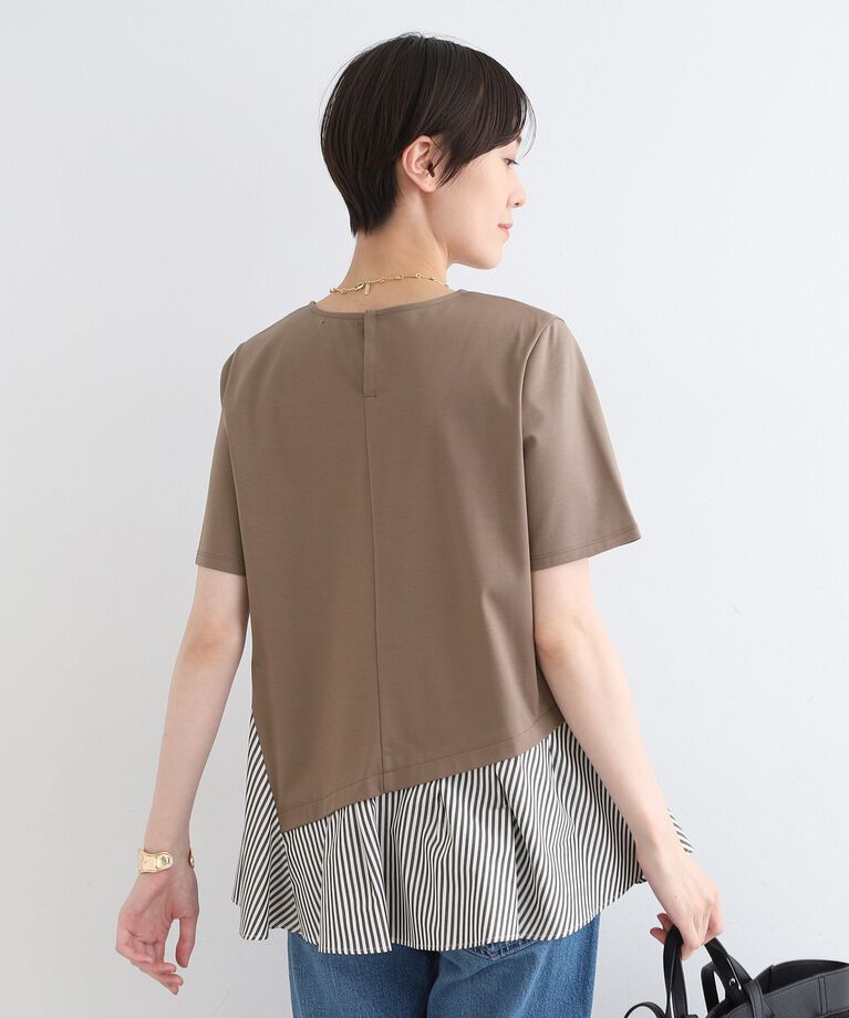 INDIVI「【洗える／ストライプ柄】レイヤード風Tシャツ」|Tシャツ・カットソー|
