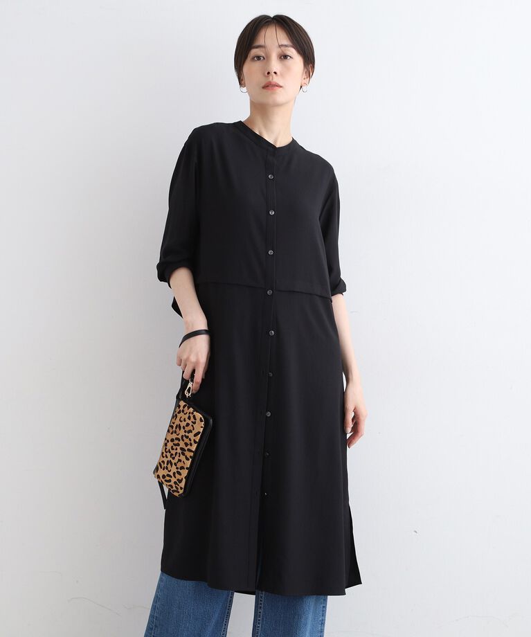 INDIVI「【洗える／UVケア／SETUP可能】レイヤード風シャツワンピース」|ワンピース|