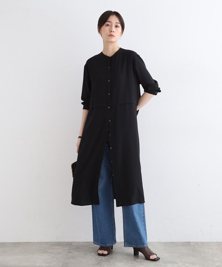 INDIVI「【洗える／UVケア／SETUP可能】レイヤード風シャツワンピース」|ワンピース|