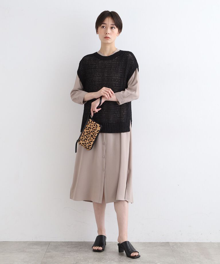 INDIVI「【洗える／UVケア／SETUP可能】レイヤード風シャツワンピース」|ワンピース|