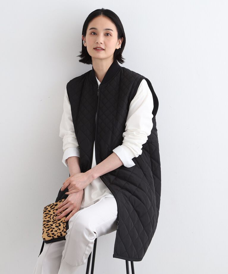 INDIVI「【2WAY/袖取り外し可能】グラデーションキルトロングコート」|ダウン|