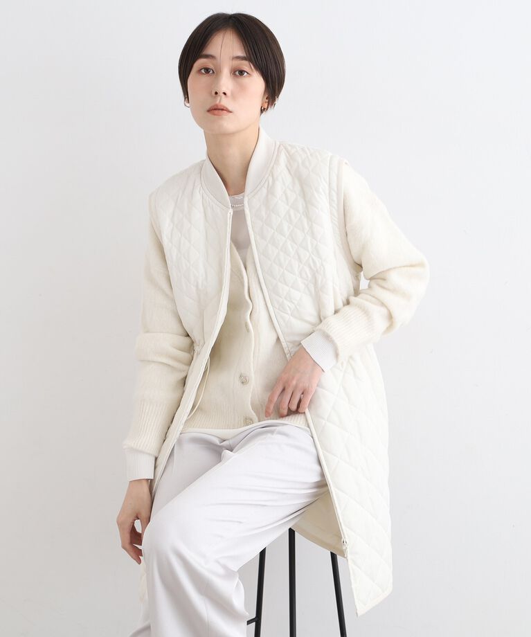 INDIVI「【2WAY/袖取り外し可能】グラデーションキルトロングコート」|ダウン|