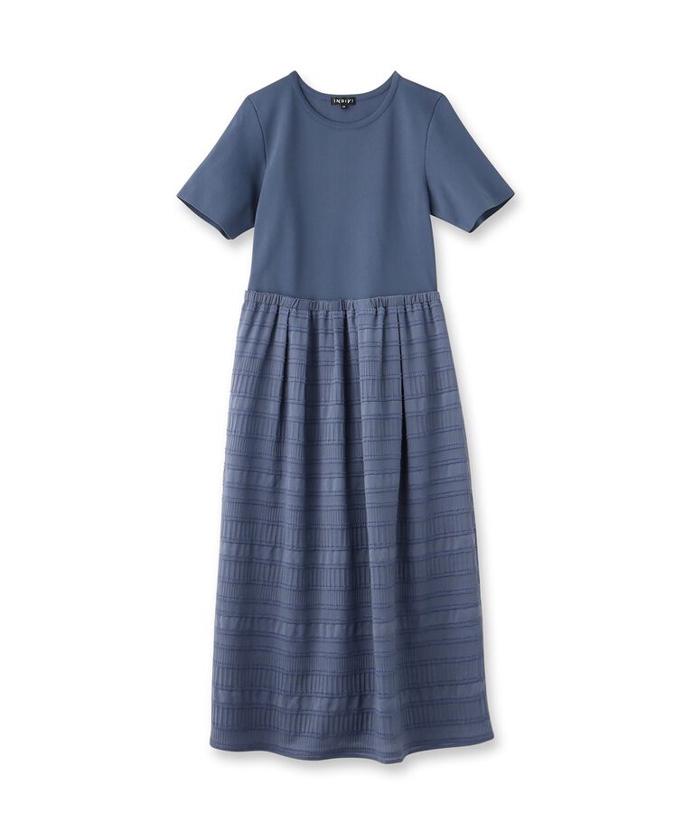 INDIVI「【洗える】ニット＆シャーリング コンビワンピース」|ワンピース|