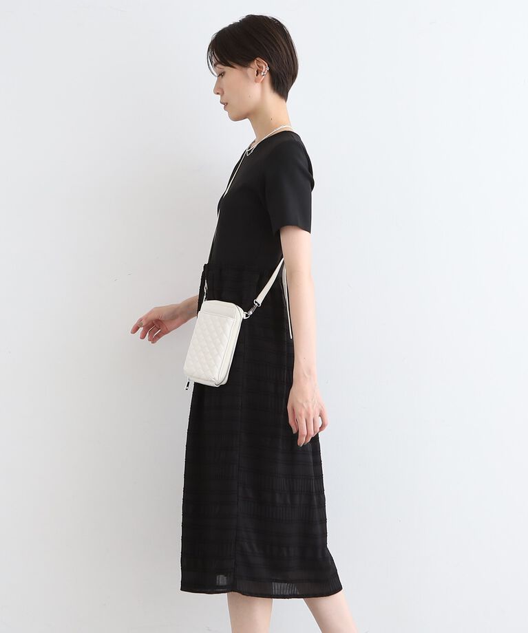 INDIVI「【洗える】ニット＆シャーリング コンビワンピース」|ワンピース|