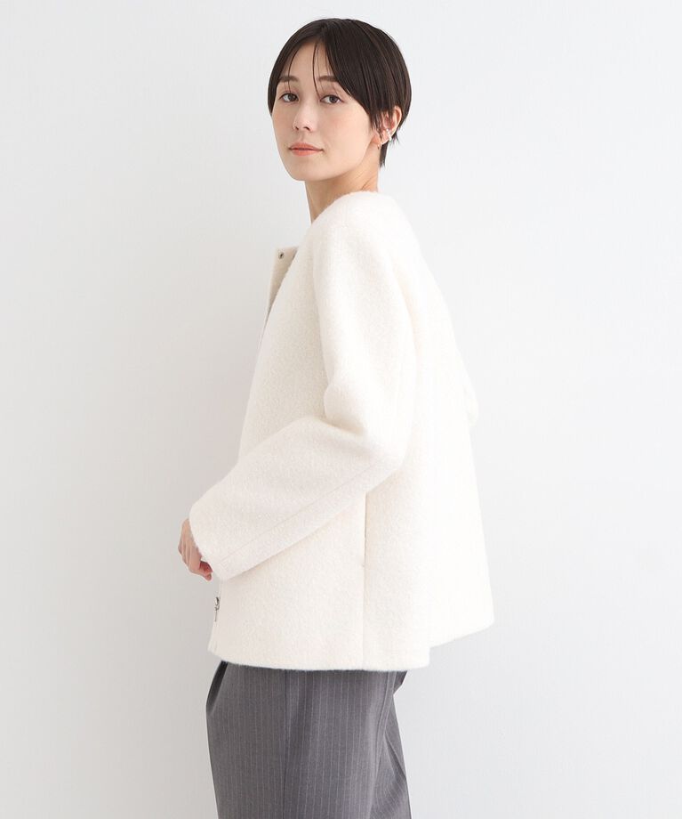 INDIVI「【トレンド◎／ウール混】ループジャージ ノーカラーコート」|ノーカラーコート|
