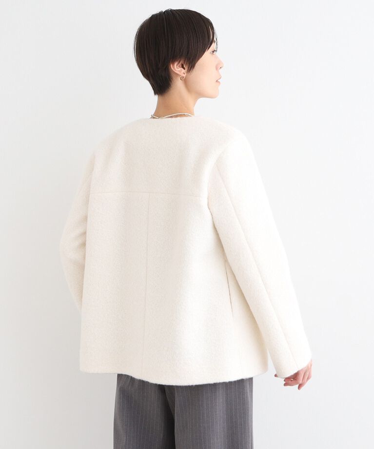 INDIVI「【トレンド◎／ウール混】ループジャージ ノーカラーコート」|ノーカラーコート|