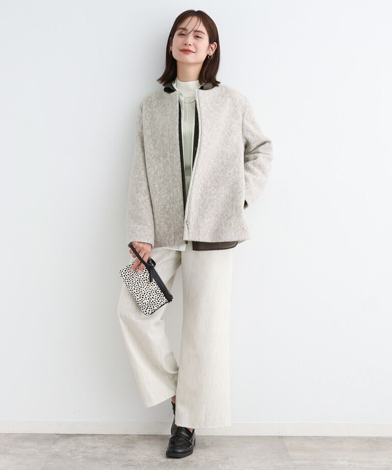 INDIVI「【トレンド◎／ウール混】ループジャージ ノーカラーコート」|ノーカラーコート|