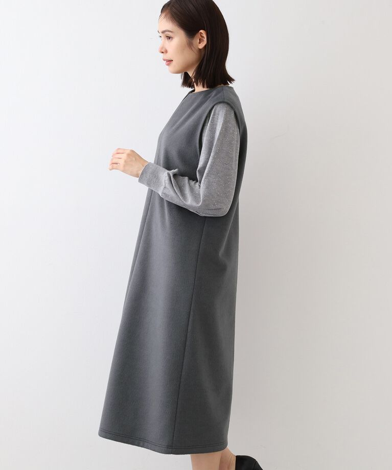 INDIVI「【日本製】ヘアリーキーネックジャンパードレス」|ワンピース|