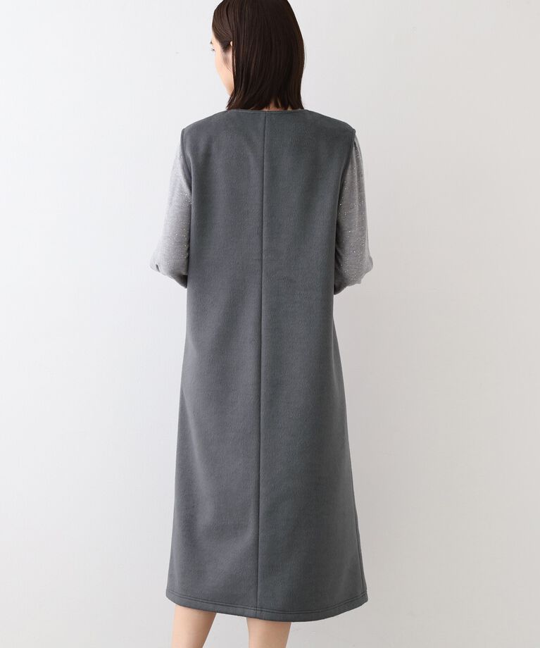 INDIVI「【日本製】ヘアリーキーネックジャンパードレス」|ワンピース|
