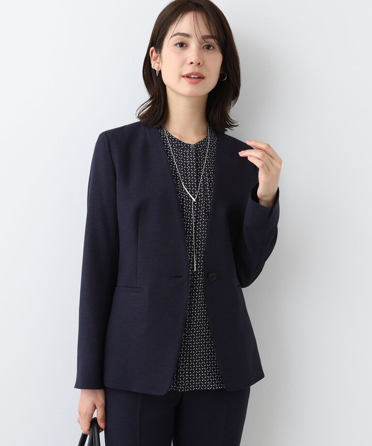 INDIVI「春SALE！【洗える／スーツ】ノーカラージャケット」|スーツ|ネイビー(694)