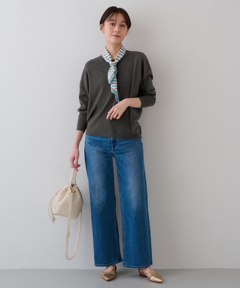 INDIVI「春SALE！【洗える】アシメデザイン ドルマンスリーブニット」|ニット・セーター|