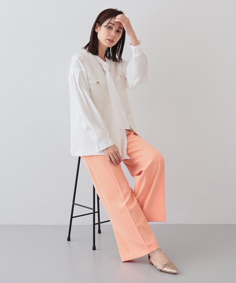 INDIVI「春SALE！【2点セット／UVケア】ツイードジレ＆ボウタイブラウス カセット服」|その他|
