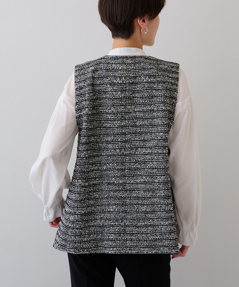 INDIVI「春SALE！【2点セット／UVケア】ツイードジレ＆ボウタイブラウス カセット服」|その他|