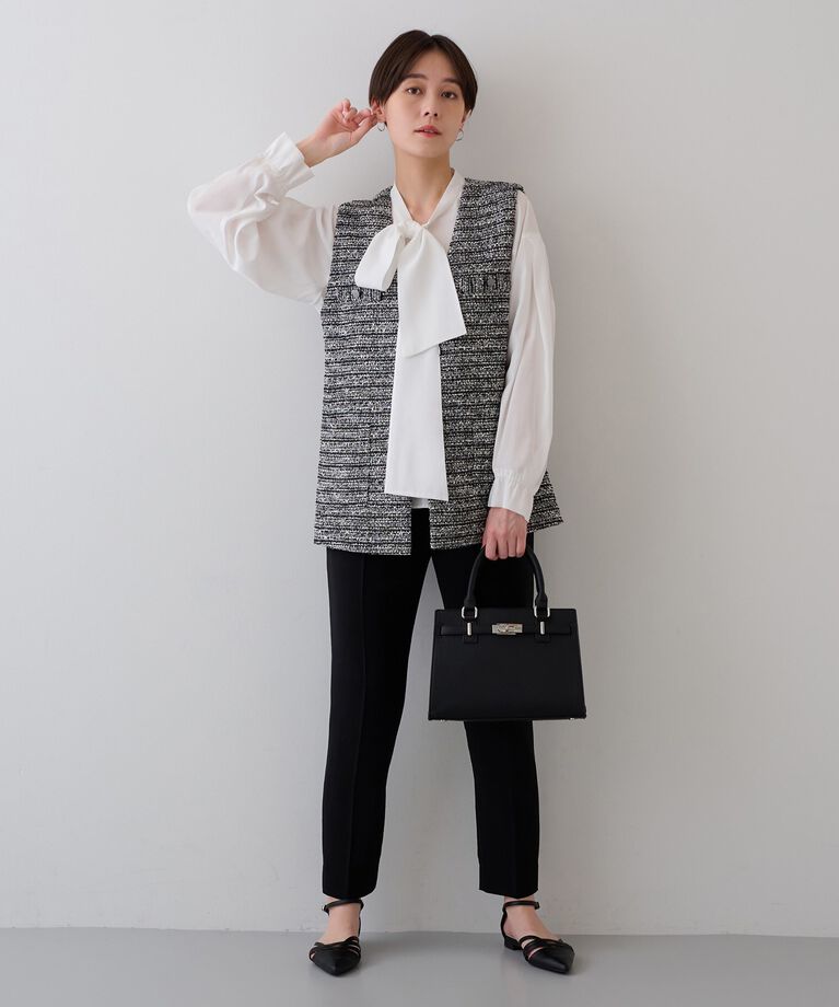 INDIVI「春SALE！【2点セット／UVケア】ツイードジレ＆ボウタイブラウス カセット服」|その他|