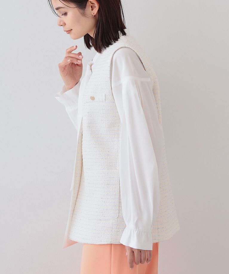 INDIVI「春SALE！【2点セット／UVケア】ツイードジレ＆ボウタイブラウス カセット服」|その他|
