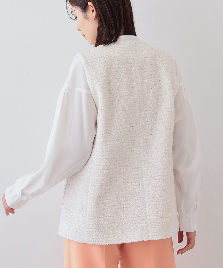 INDIVI「春SALE！【2点セット／UVケア】ツイードジレ＆ボウタイブラウス カセット服」|その他|