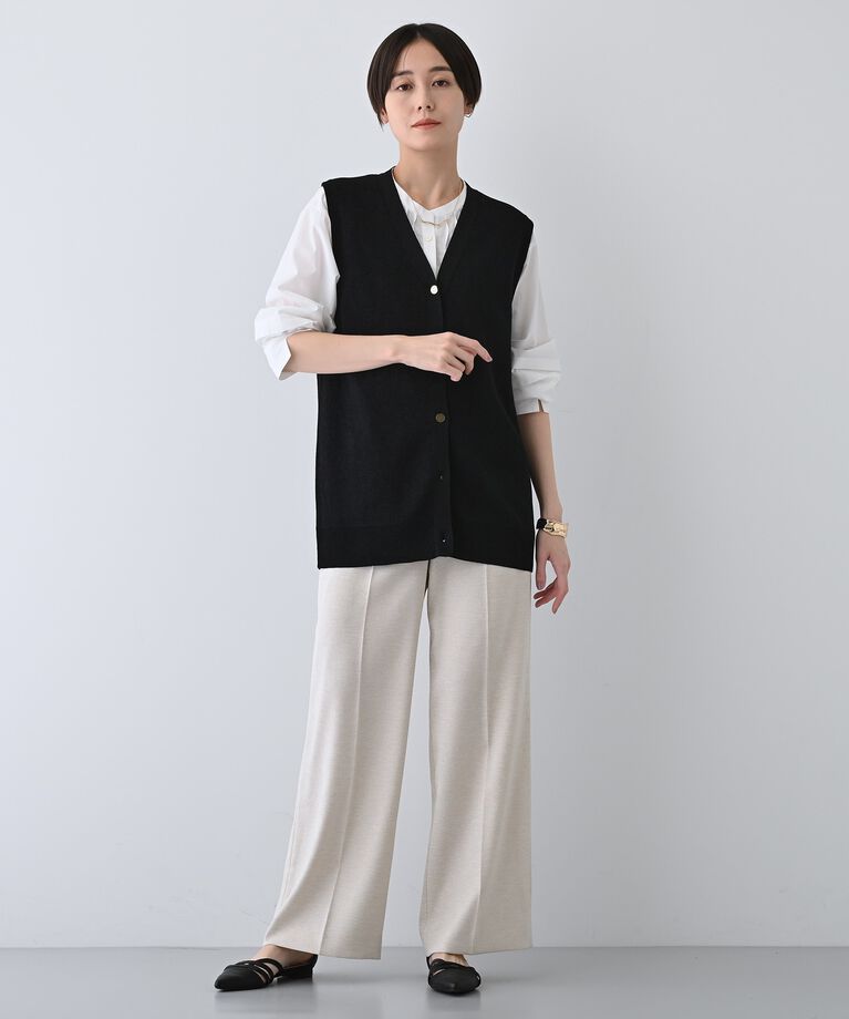 INDIVI「春SALE！【コットンペーパー素材】ニットジレカーディガン」|ベスト・ジレ|