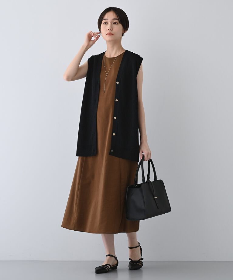 INDIVI「春SALE！【コットンペーパー素材】ニットジレカーディガン」|ベスト・ジレ|