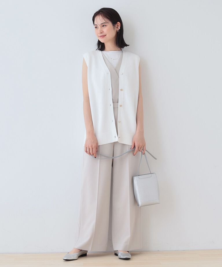 INDIVI「春SALE！【コットンペーパー素材】ニットジレカーディガン」|ベスト・ジレ|