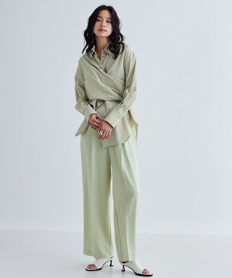 GALLEST「【接触冷感／セットアップ対応】イージーストレートワイドパンツ【通勤・セレモニー】」|その他|ライトグリーン(02