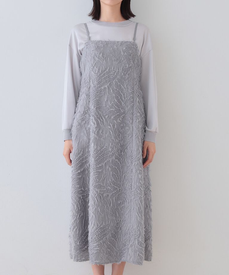 INDIVI「春SALE！【トレンド素材】シアーカットジャカード キャミワンピース」|ワンピース|