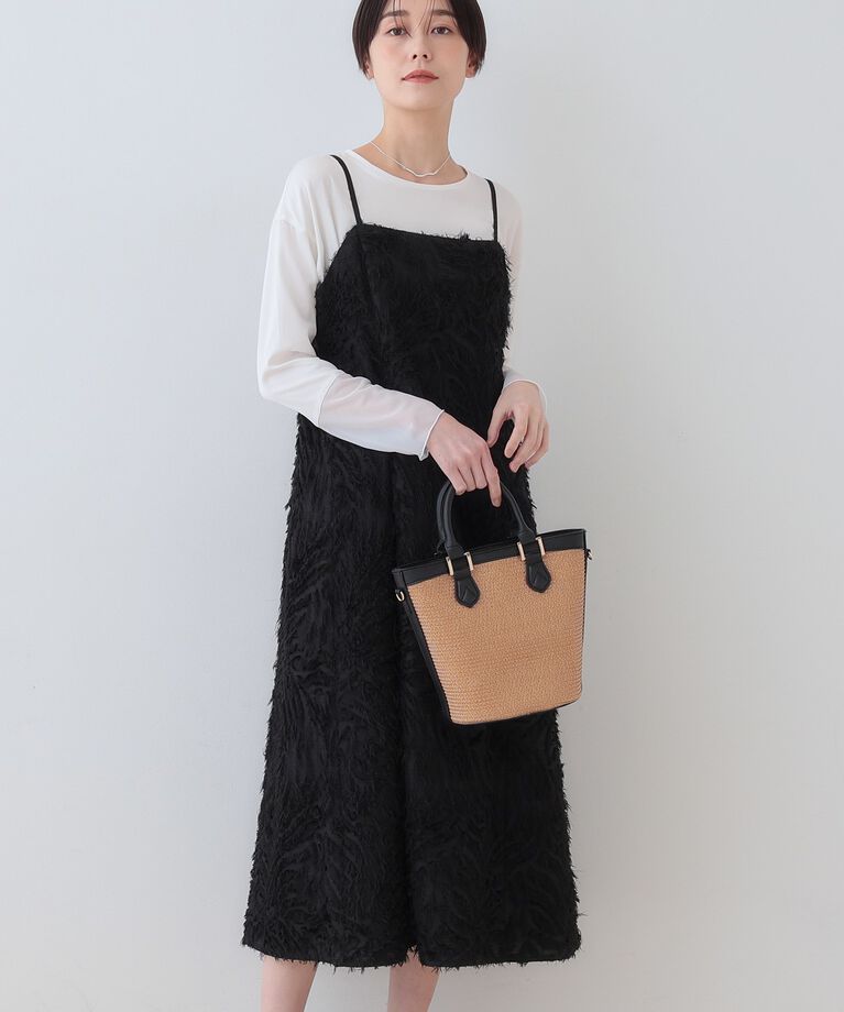 INDIVI「春SALE！【トレンド素材】シアーカットジャカード キャミワンピース」|ワンピース|