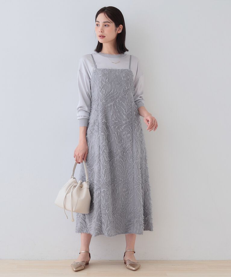 INDIVI「春SALE！【トレンド素材】シアーカットジャカード キャミワンピース」|ワンピース|