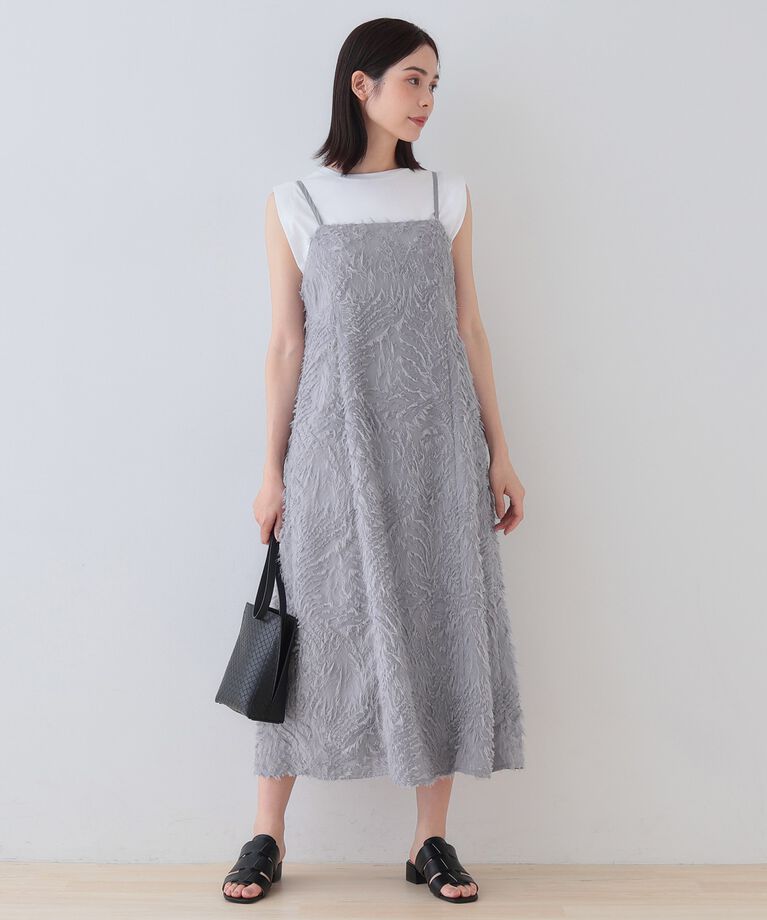 INDIVI「春SALE！【トレンド素材】シアーカットジャカード キャミワンピース」|ワンピース|