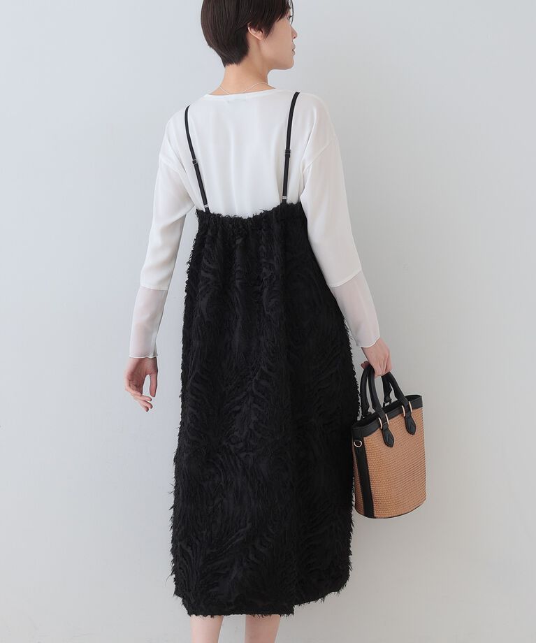 INDIVI「春SALE！【トレンド素材】シアーカットジャカード キャミワンピース」|ワンピース|