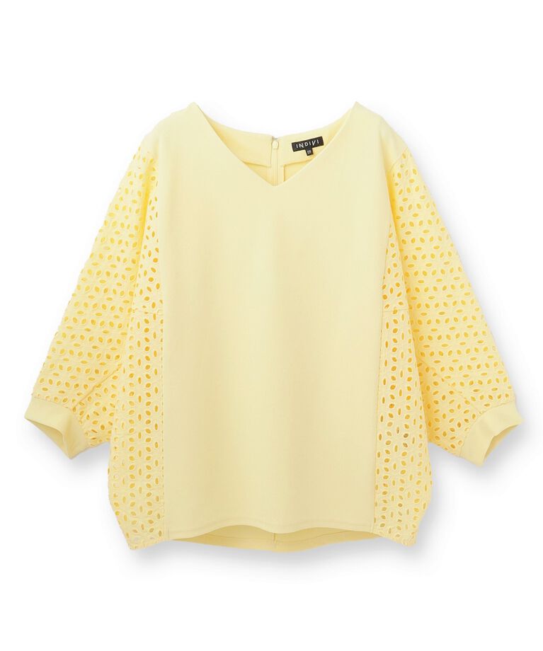 INDIVI「【洗える／体型カバー】レースコンビトップス」|Tシャツ・カットソー|