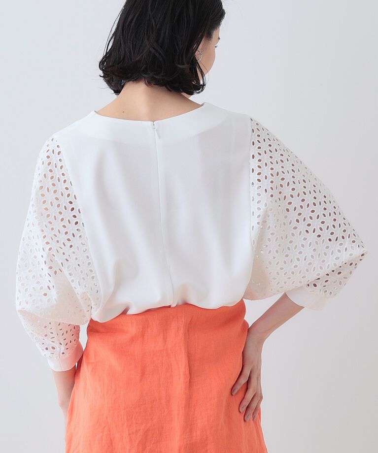 INDIVI「【洗える／体型カバー】レースコンビトップス」|Tシャツ・カットソー|