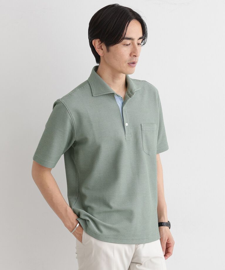 TAKEO KIKUCHI「【抗菌防臭／5サイズ展開】ハニカムメランジ ポロシャツ」|ポロシャツ|オリーブグリーン(0