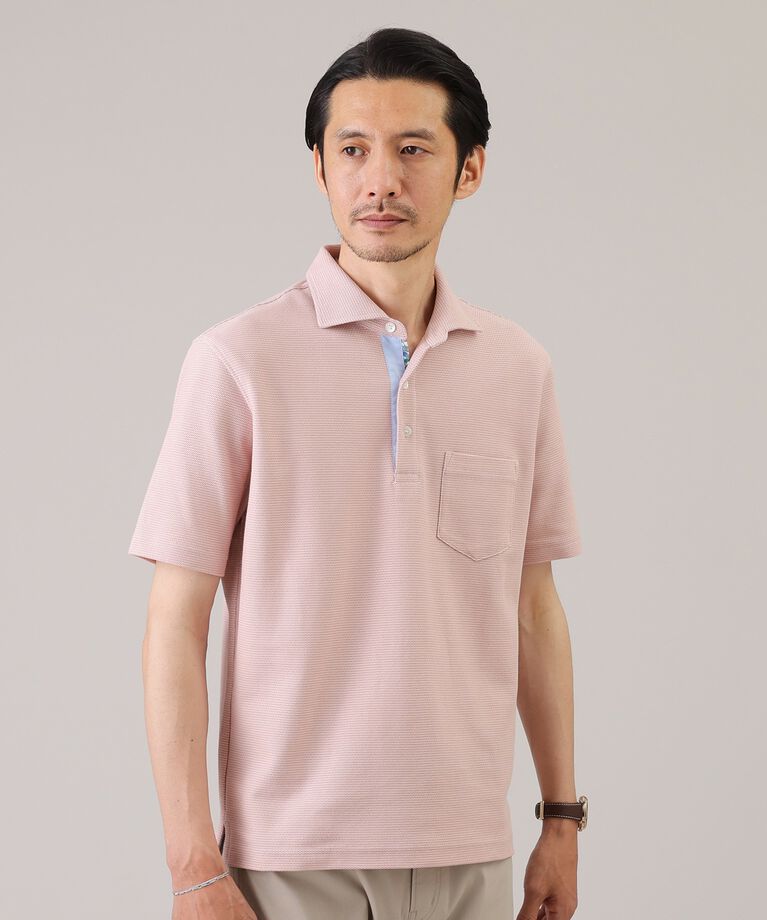 TAKEO KIKUCHI「【抗菌防臭／5サイズ展開】ハニカムメランジ ポロシャツ」|ポロシャツ|ピンク(073)