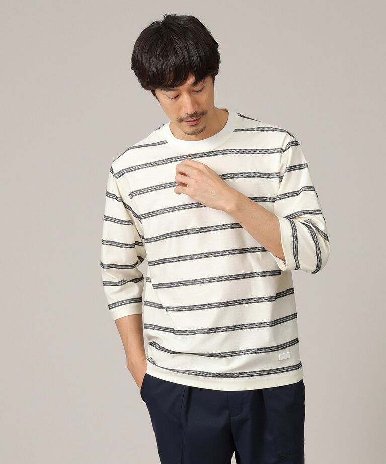 TAKEO KIKUCHI「【7分袖/Made in JAPAN】カラミ ボーダーカットソー」|Tシャツ・カットソー|ｱｲﾎﾞﾘｰ(304)